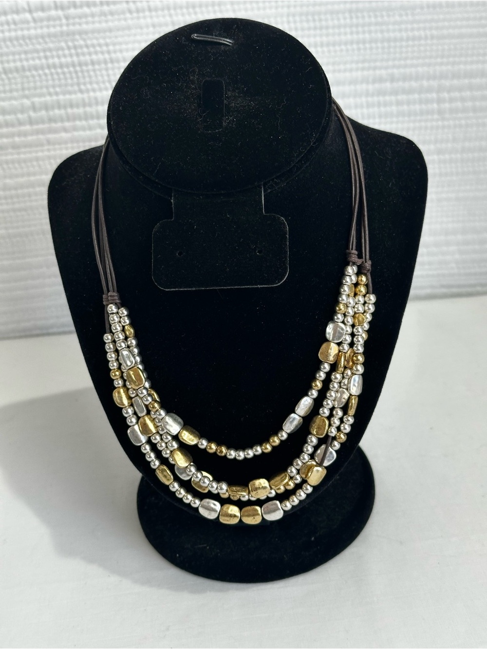 VTG Mixed Metal Layered Beaded Necklace Boho Earthy Boho Resort Core